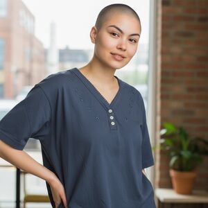 Bobbie Brooks Women’s Blue Gray Short Sleeve Top XL